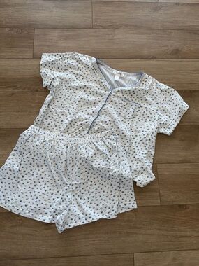 Carol Hochman blue& White Pajama Set with Blue Floral Print size XLarge